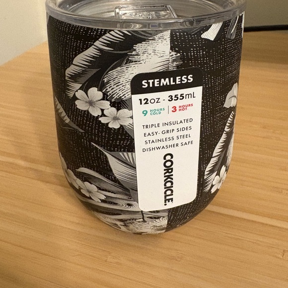 Corkcicle Black and White Hawaiian Stemless Tumbler - Picture 1 of 3